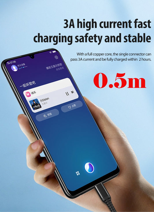 0.5m USB Type C to USB A with braided, aluminum alloy shell