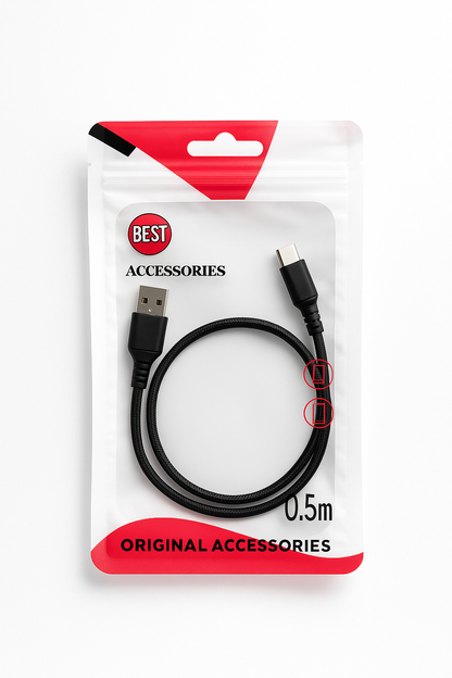 0.5m USB Type C to USB A with braided, aluminum alloy shell