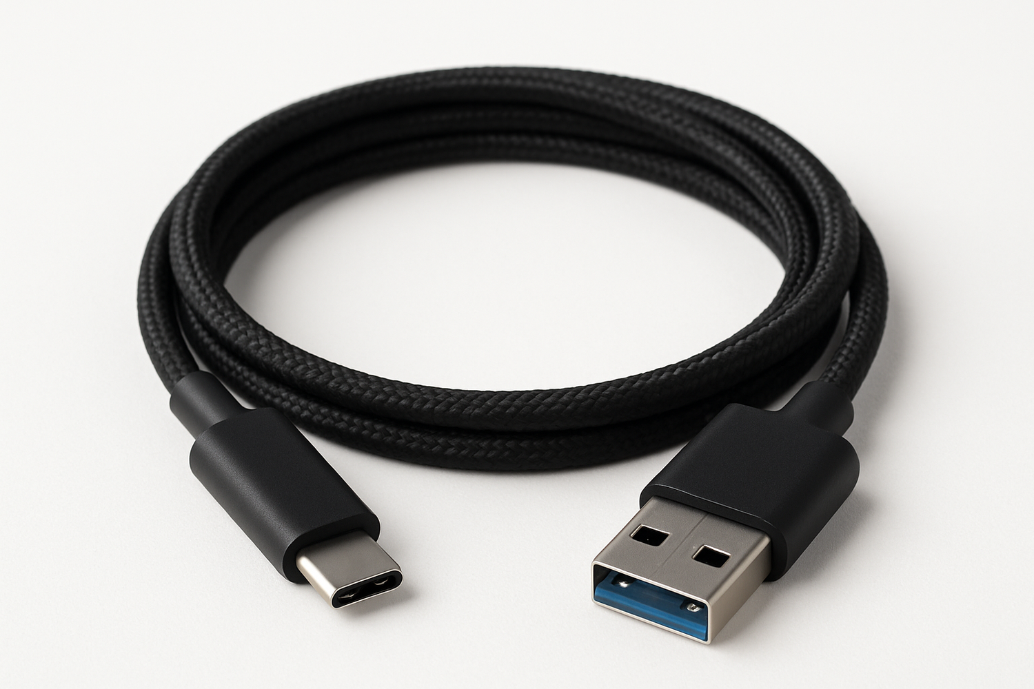 black braided usb c to usb a cable 